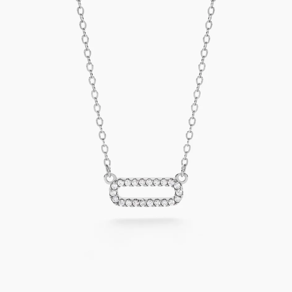 Clearance Histoire d'Or Collier Canelle Argent Blanc Oxyde De Zirconium
