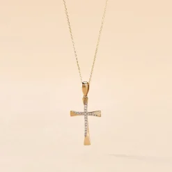 Outlet Histoire d'Or Collier Canice Croix Or Jaune Diamant