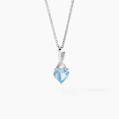 Discount Histoire d'Or Collier Clothilde Or Blanc Topaze Et Oxyde De Zirconium or blanc topaze bleu sky