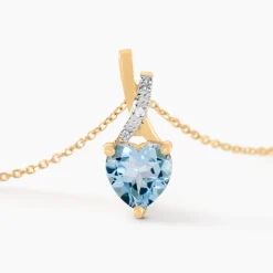 Clearance Histoire d'Or Collier Clothilde Or Jaune Topaze Oxyde De Zirconium or jaune topaze bleu sky