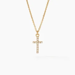 Best Histoire d'Or Collier Cobeia Croix Maille Forçat Or Jaune Oxyde De Zirconium