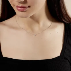 Clearance Histoire d'Or Collier Collection Aphrodite Or Blanc Diamant Synthetique