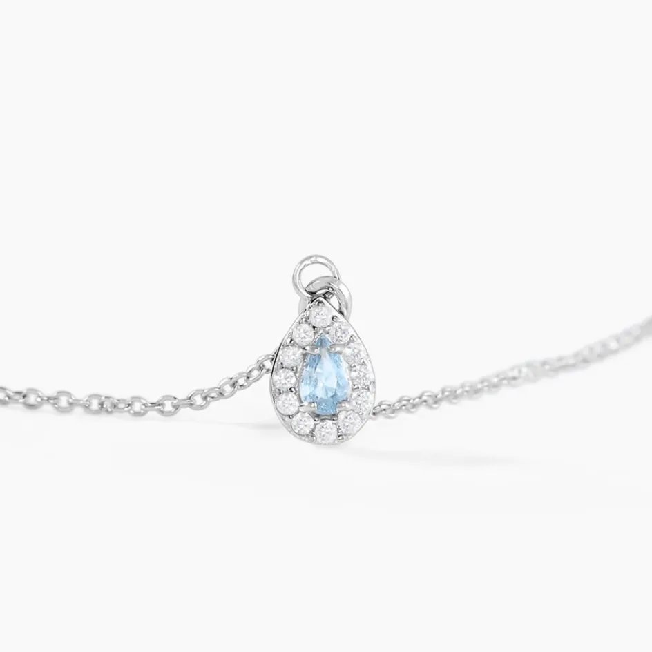 Hot Histoire d'Or Collier Court Argent Blanc Tania Oxyde De Zirconium argent blanc oxyde bleu