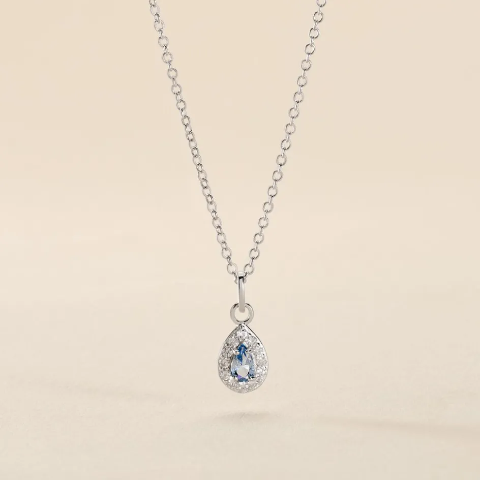 Hot Histoire d'Or Collier Court Argent Blanc Tania Oxyde De Zirconium argent blanc oxyde bleu