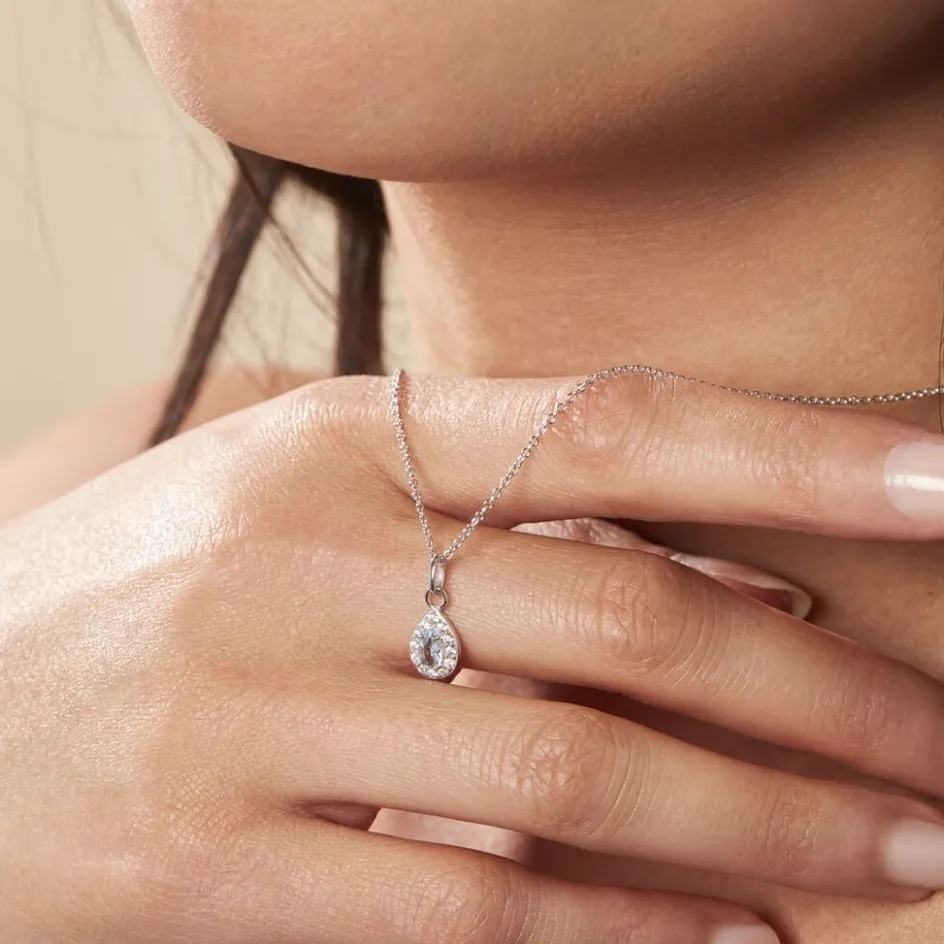 Hot Histoire d'Or Collier Court Argent Blanc Tania Oxyde De Zirconium argent blanc oxyde bleu