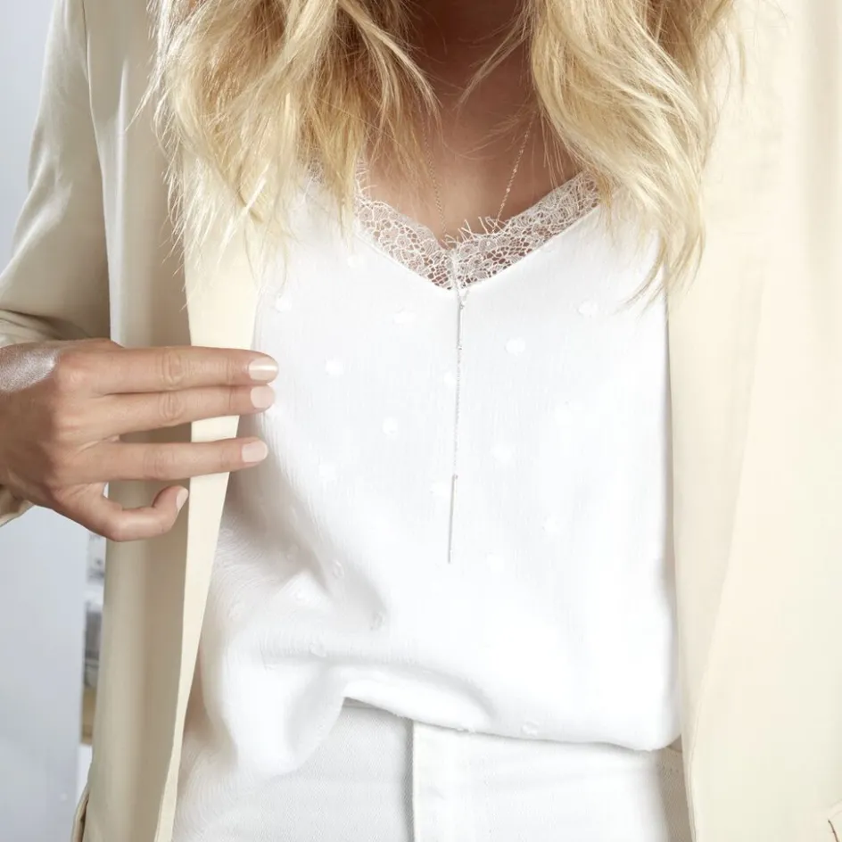 Hot Histoire d'Or Collier De Dos Ou Sautoir Argent Blanc Indigo Oxyde De Zirconium argent blanc oxyde