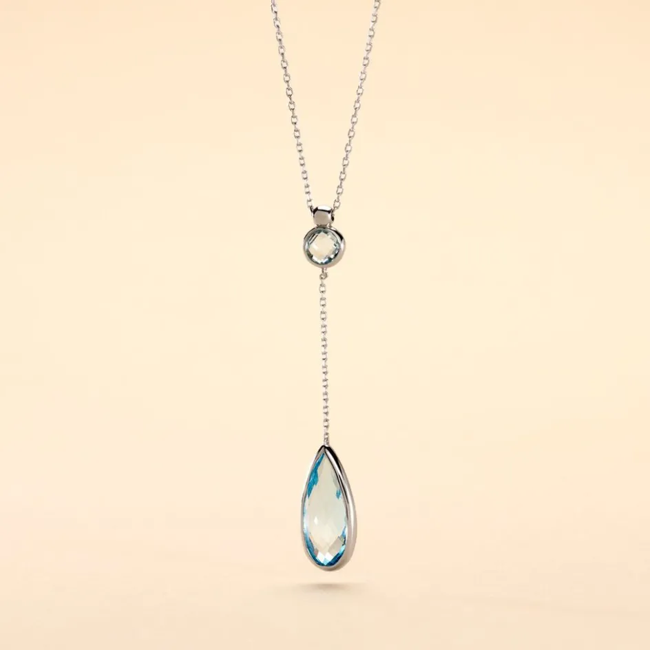 Best Histoire d'Or Collier Dennis Or Blanc Topaze or blanc topaze bleu sky