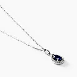 Outlet Histoire d'Or Collier Dorthy Or Blanc Saphir Et Diamant