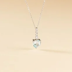 New Histoire d'Or Collier Fany Or Blanc Topaze Et Oxyde De Zirconium or blanc topaze bleue