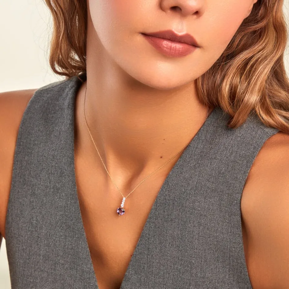Sale Histoire d'Or Collier Fany Or Jaune Améthyste Oxyde De Zirconium or jaune améthyste violet