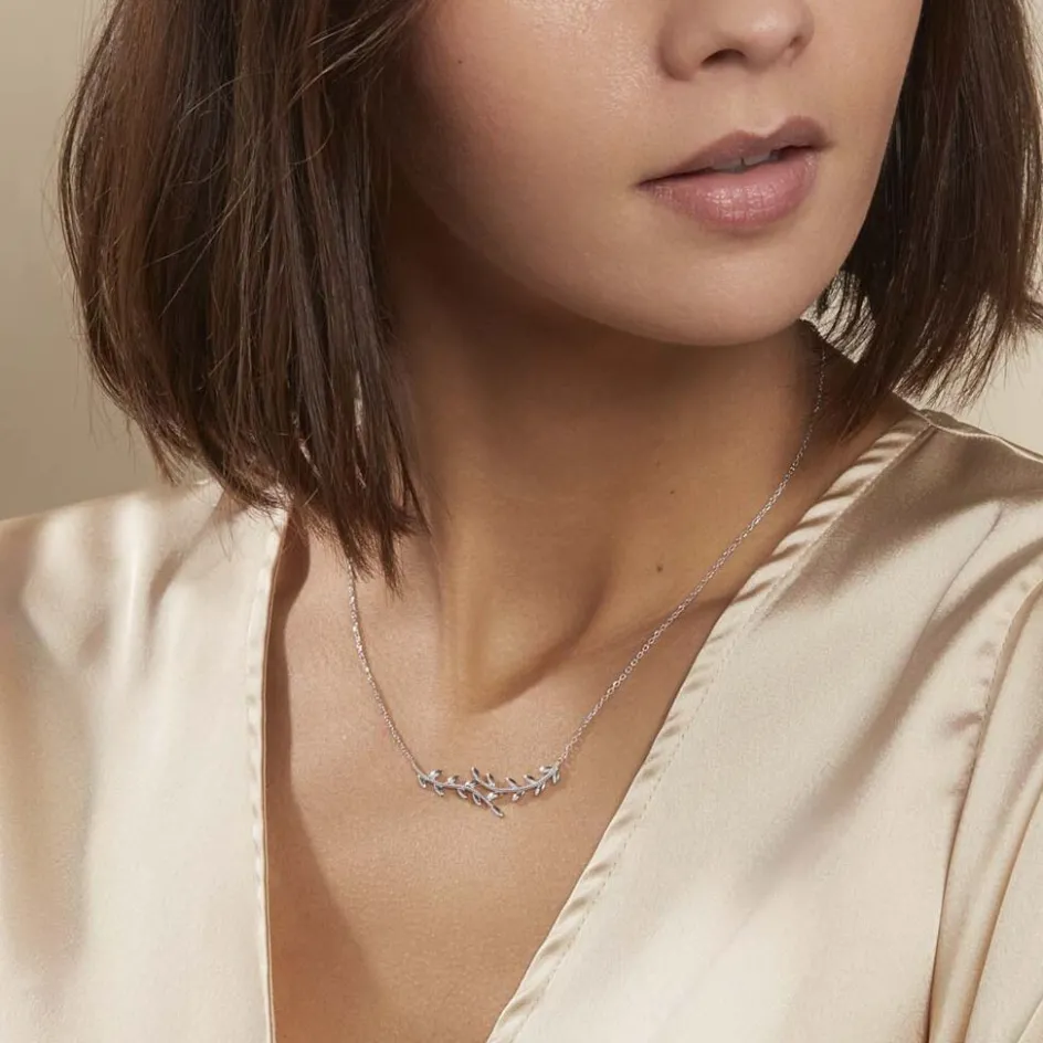 Outlet Histoire d'Or Collier Folia Argent Blanc