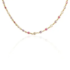 Sale Histoire d'Or Collier Ilvaae Plaqué Or Pierre De Synthèse Rose