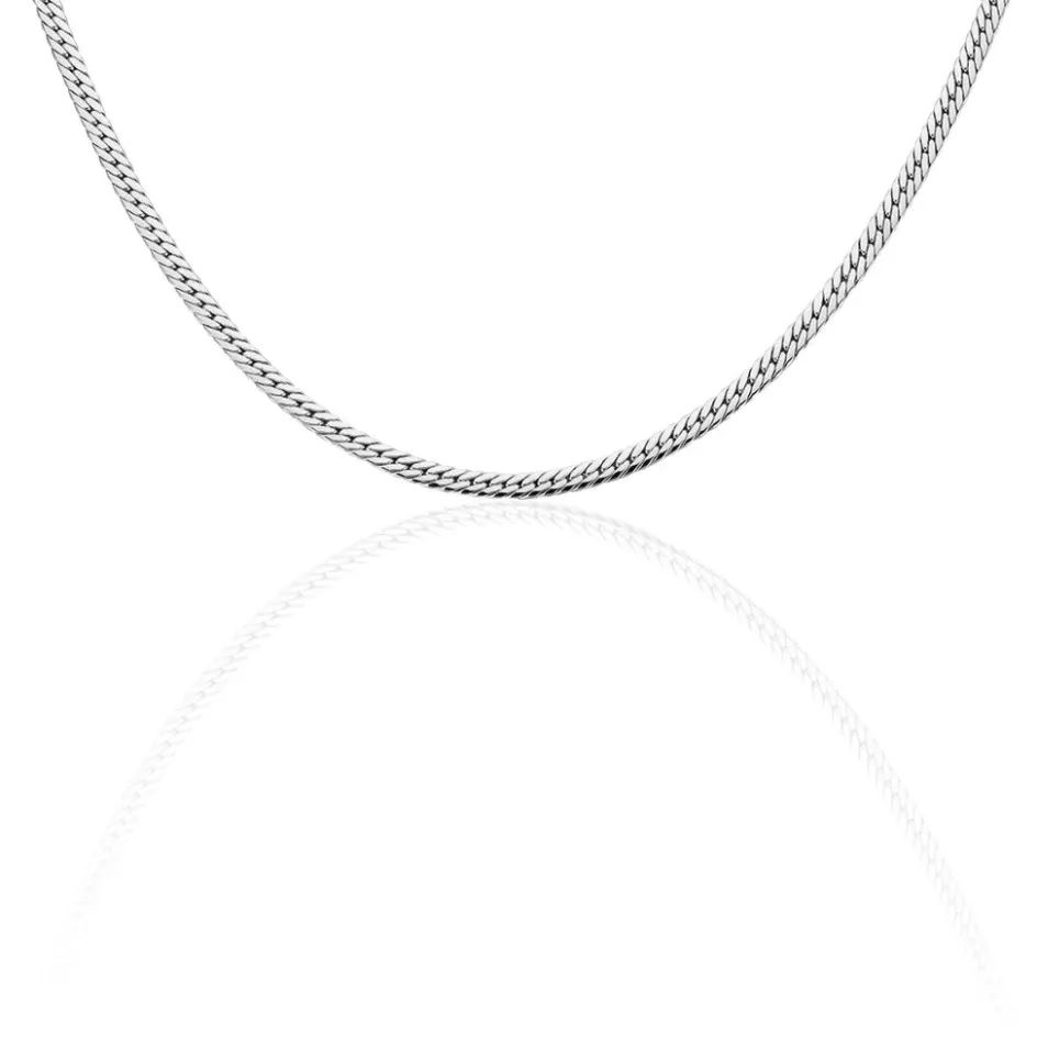 Clearance Histoire d'Or Collier Izel Maille Anglaise or blanc