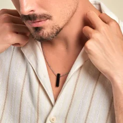 JOURDAN Collier Acier Gris Onyx* Colliers|Colliers