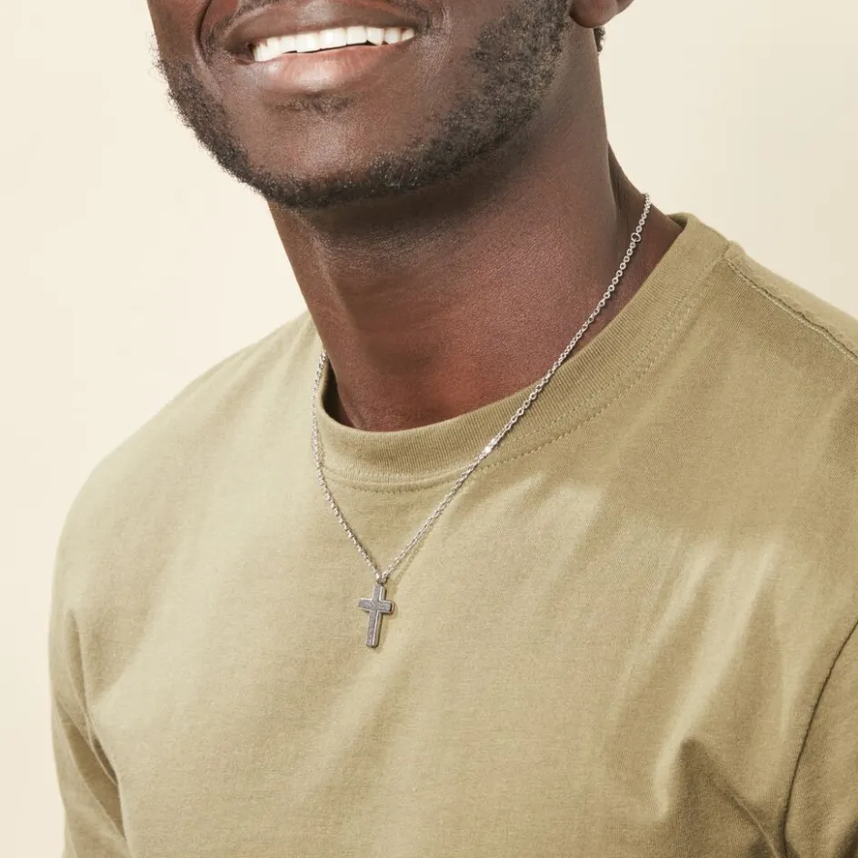 Clearance Histoire d'Or Collier Moletee Acier Blanc