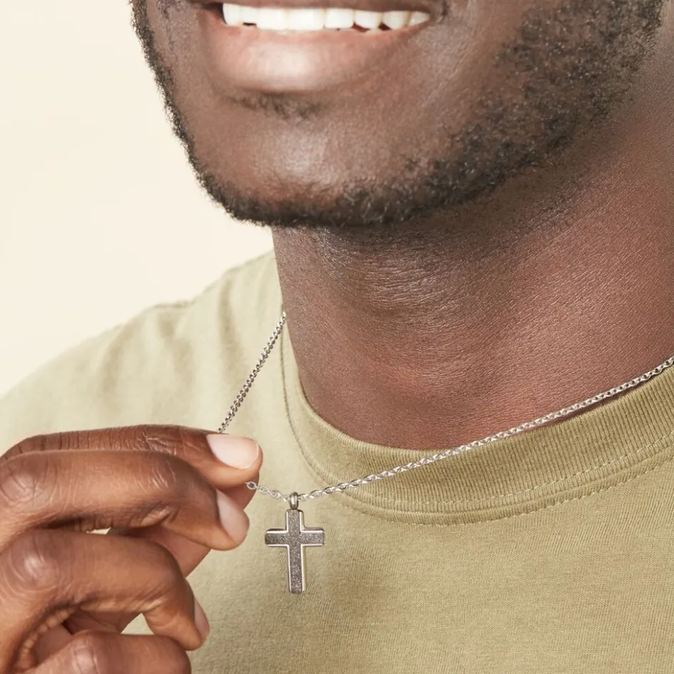 Clearance Histoire d'Or Collier Moletee Acier Blanc