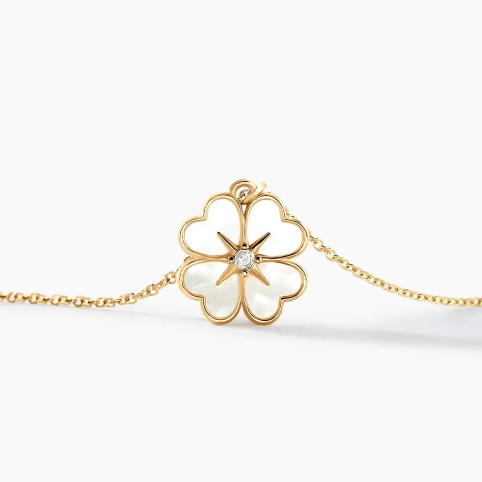 Online Histoire d'Or Collier Nacrea Or Jaune Nacre Oxyde De Zirconium or jaune nacre blanche