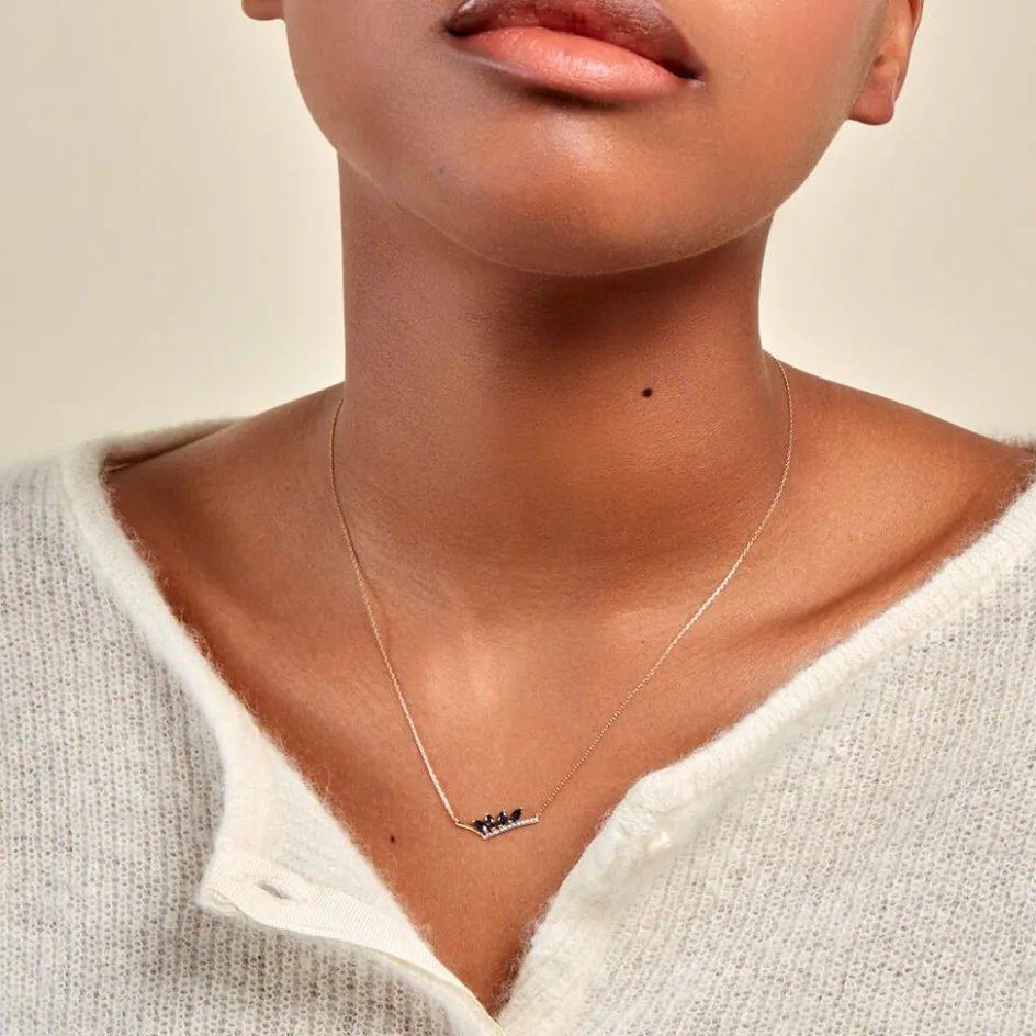 Sale Histoire d'Or Collier Navette Diamant or jaune saphir