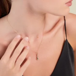 Best Histoire d'Or Collier Ondulations Or Jaune Emeraude Diamant