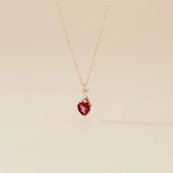 Online Histoire d'Or Collier Or Rose Clothilde Rhodolite or rose rhodolite rouge