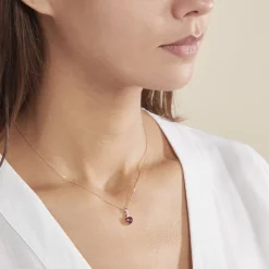Online Histoire d'Or Collier Or Rose Clothilde Rhodolite or rose rhodolite rouge