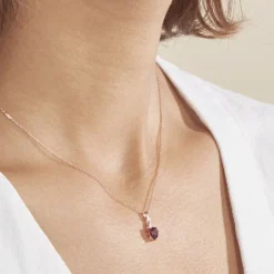 Online Histoire d'Or Collier Or Rose Clothilde Rhodolite or rose rhodolite rouge