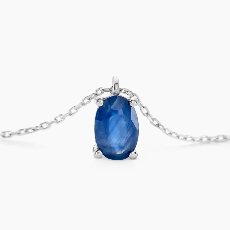 Online Histoire d'Or Collier Ovale or blanc saphir