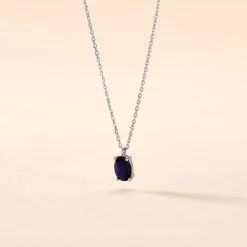 Online Histoire d'Or Collier Ovale or blanc saphir