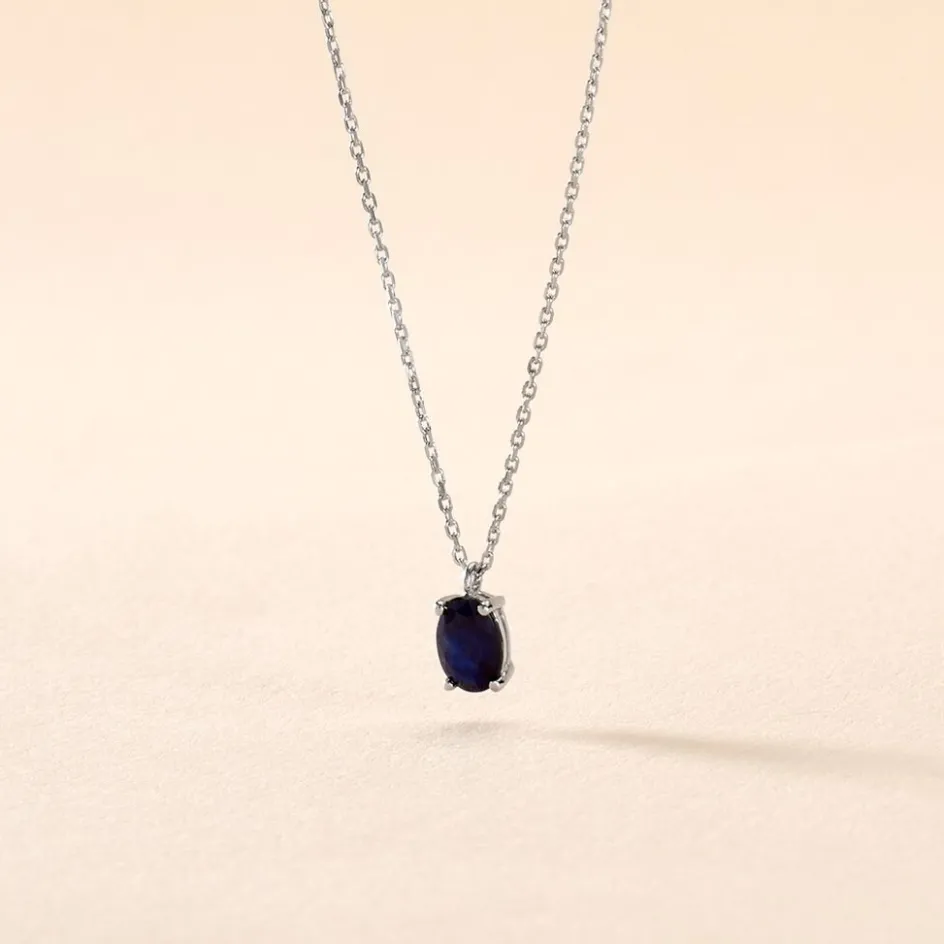 Online Histoire d'Or Collier Ovale or blanc saphir