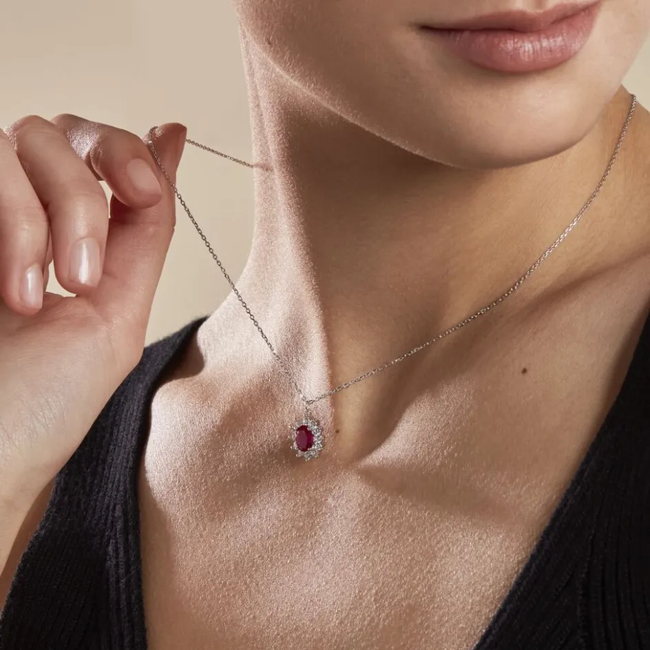 Online Histoire d'Or Collier Perez Argent Blanc Oxyde De Zirconium argent blanc oxyde rouge