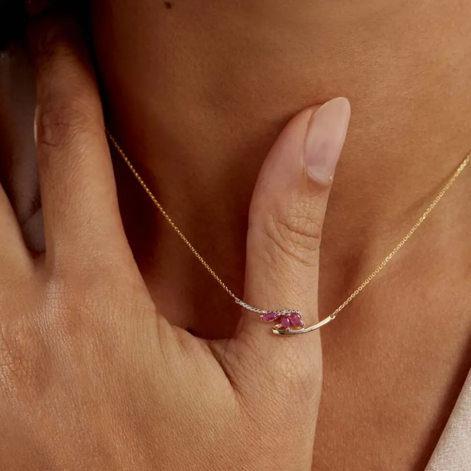 Outlet Histoire d'Or Collier Petale Et Diamant or bicolore rubis