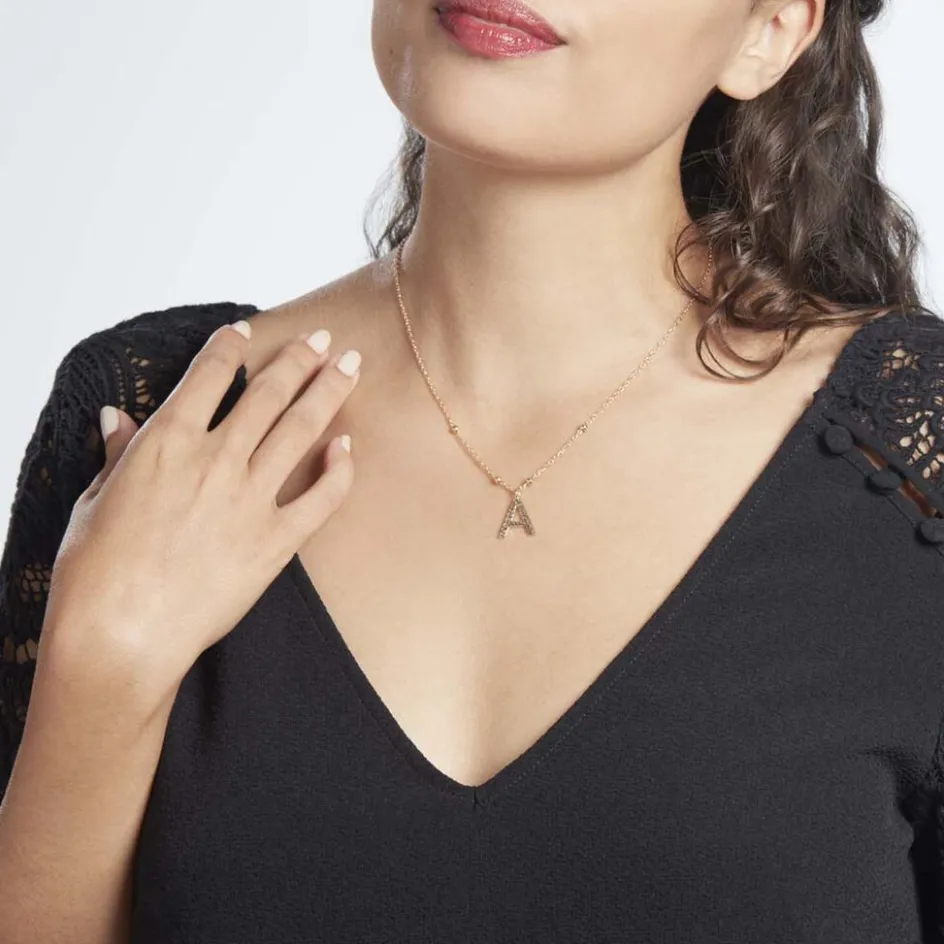 Online Histoire d'Or Collier Plaqué Or Jaune Lettra