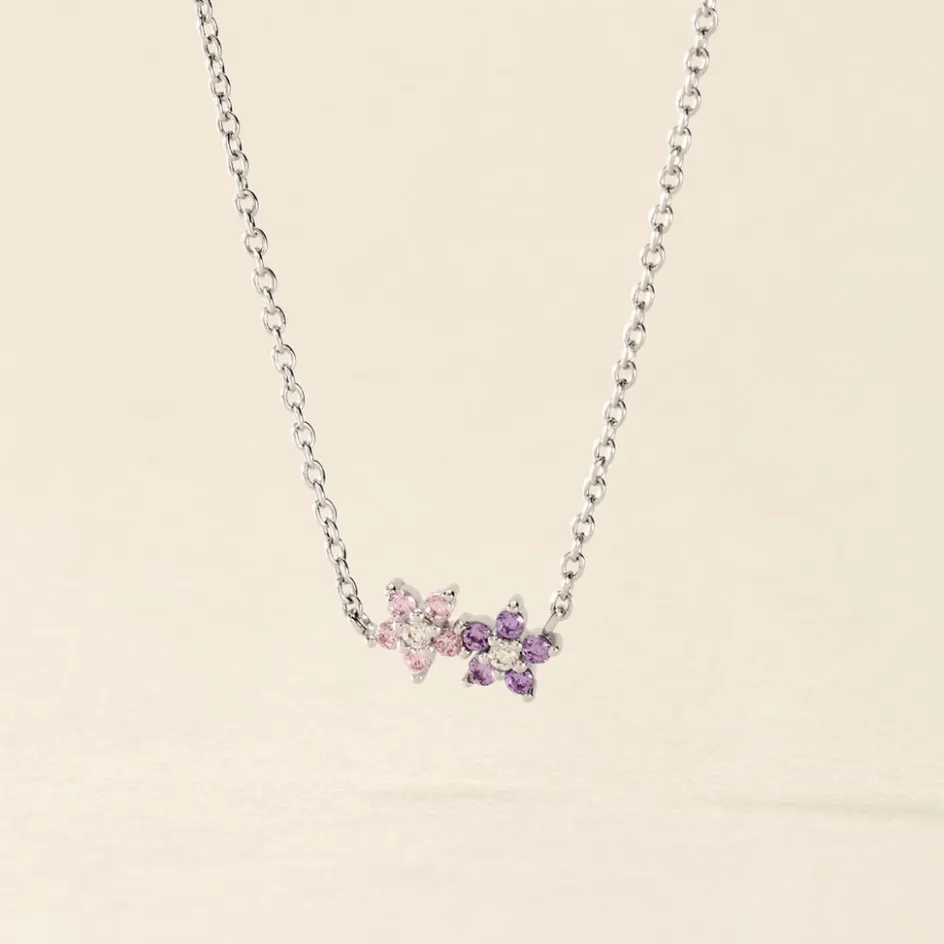 Sale Histoire d'Or Collier Purple Bloom Argent Blanc Oxyde De Zirconium argent blanc oxyde violet
