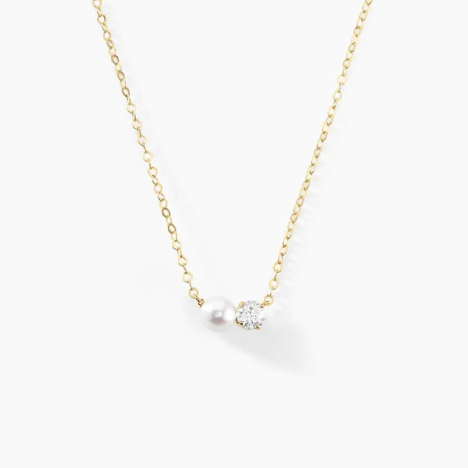 Outlet Histoire d'Or Collier Riitta Or Jaune Perle De Culture Oxyde De Zirconium