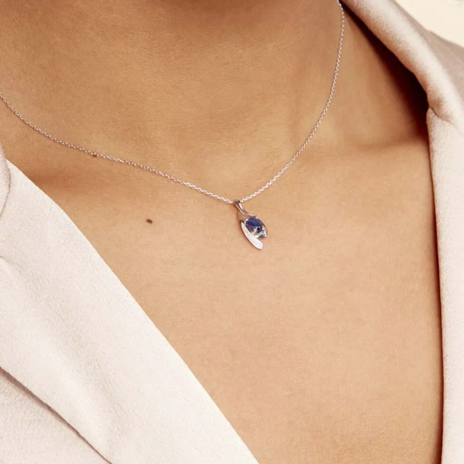 Outlet Histoire d'Or Collier Sagesse Or Blanc Saphir Et Diamant