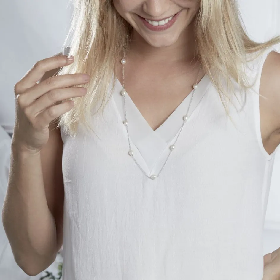 Clearance Histoire d'Or Collier Sautoir Argent Gaspar Perles De Culture 7-8mm 73cm