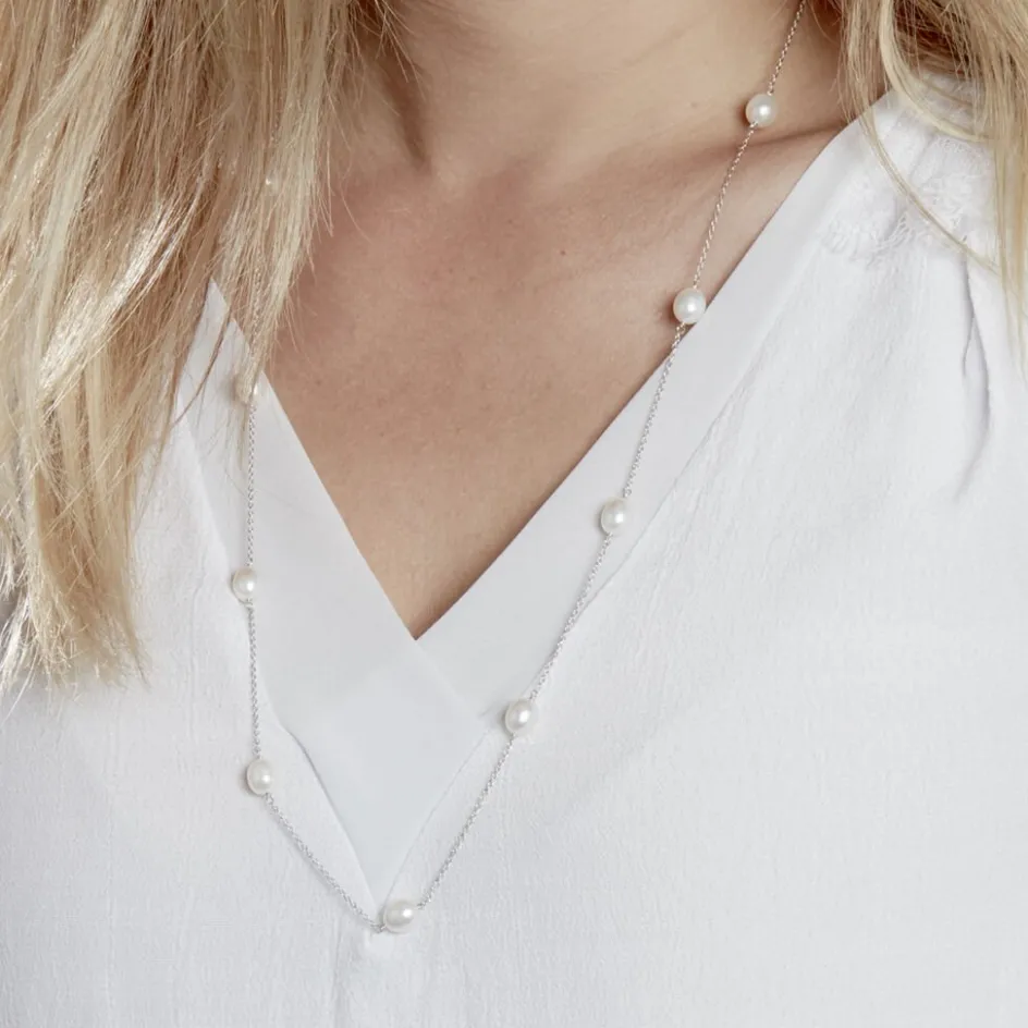 Clearance Histoire d'Or Collier Sautoir Argent Gaspar Perles De Culture 7-8mm 73cm