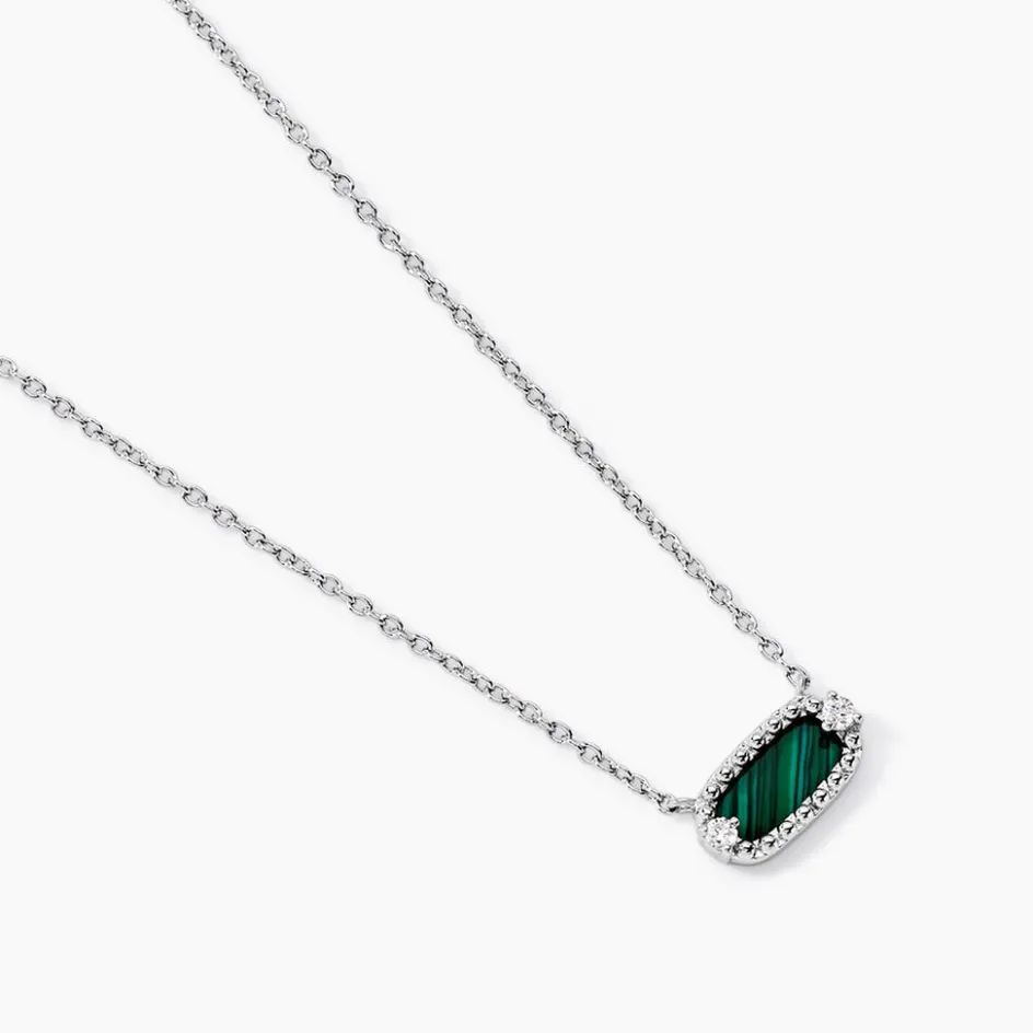 New Histoire d'Or Collier Serafine Argent Blanc Malachite Oxyde De Zirconium argent blanc malachite vert