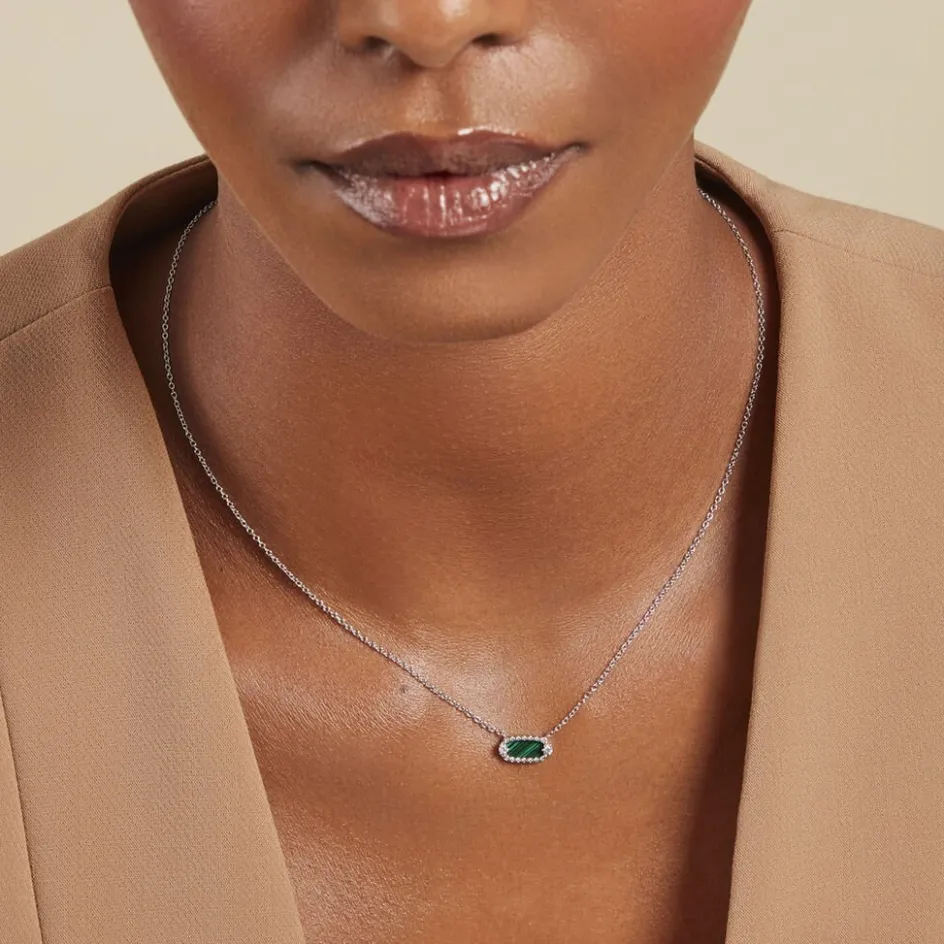 New Histoire d'Or Collier Serafine Argent Blanc Malachite Oxyde De Zirconium argent blanc malachite vert