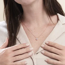 New Histoire d'Or Collier Solitaire Argent Rose Lylwenn Oxyde De Zirconium argent rose oxyde