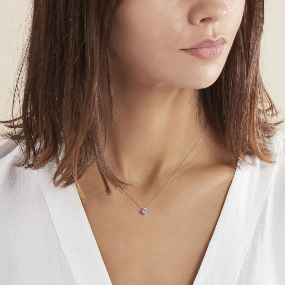 Best Histoire d'Or Collier Solitaire Argent Blanc Rio Santa Teresa Oxyde De Zirconium argent blanc oxyde bleu sky