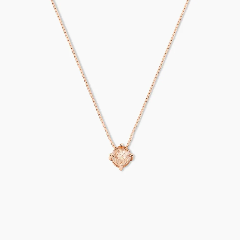 New Histoire d'Or Collier Solitaire Argent Rose Rio Santa Teresa Oxyde De Zirconium argent rose oxyde champagne