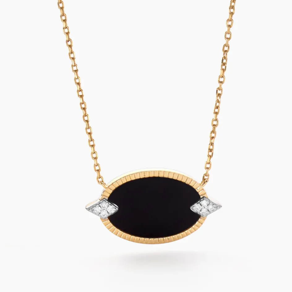 Outlet Histoire d'Or Collier Tahina Or Jaune Onyx Diamant or jaune onyx noir