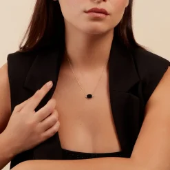 Outlet Histoire d'Or Collier Tahina Or Jaune Onyx Diamant or jaune onyx noir