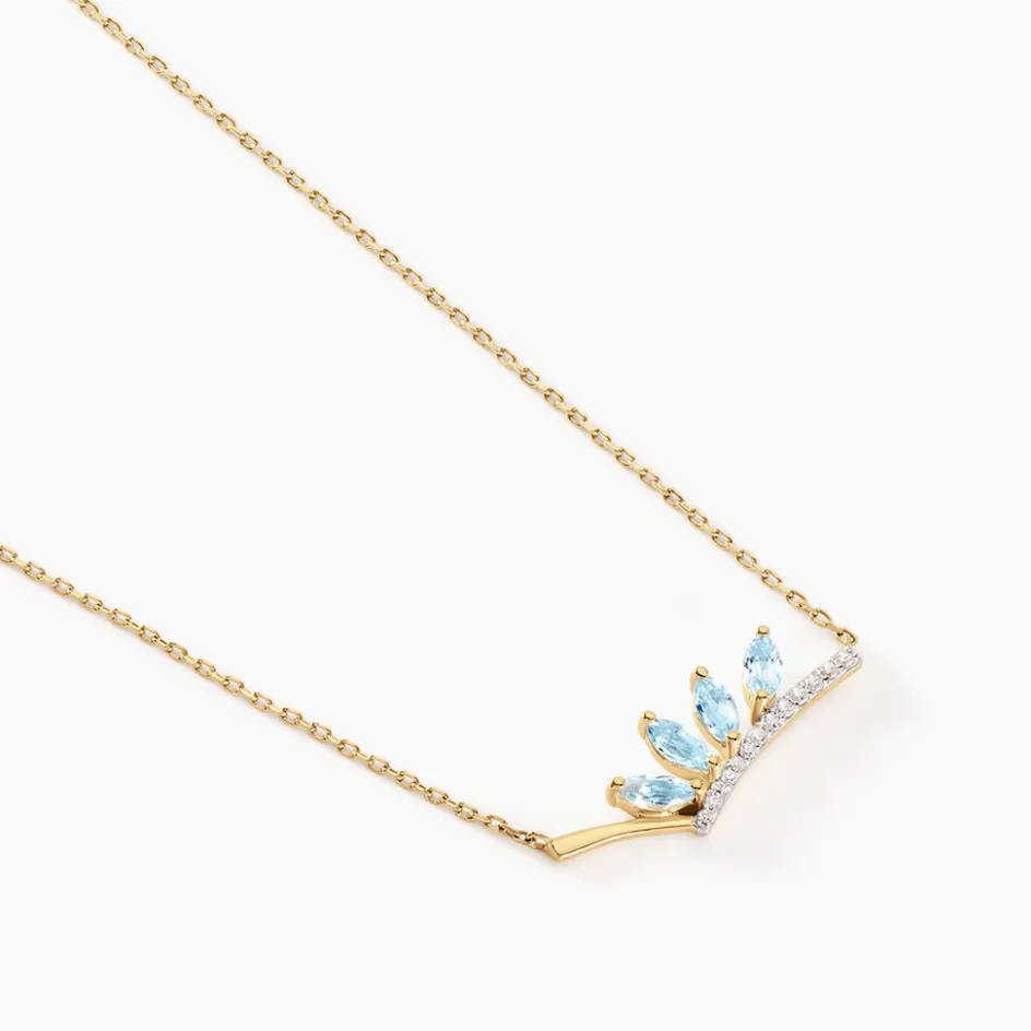 Clearance Histoire d'Or Collier Tiara Or Jaune Topaze Oxyde De Zirconium or jaune topaze bleu sky