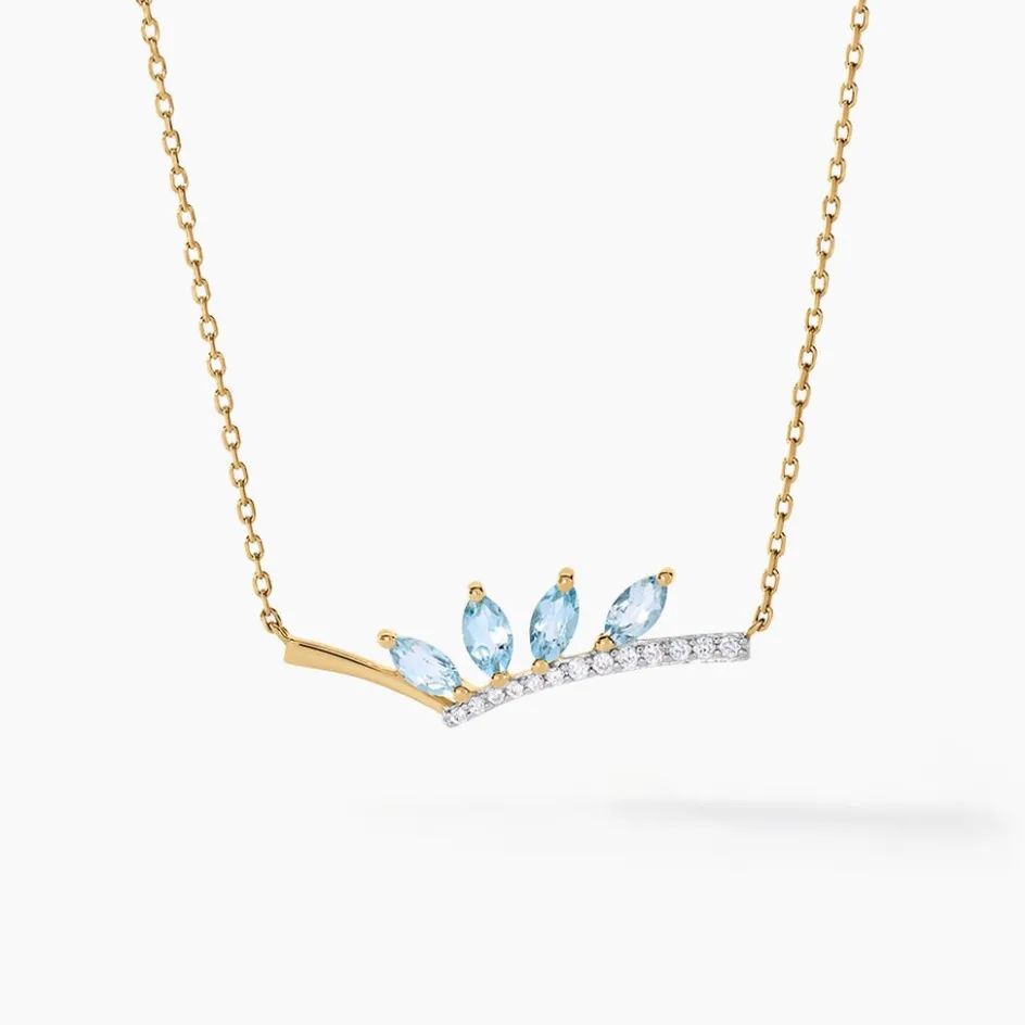 Clearance Histoire d'Or Collier Tiara Or Jaune Topaze Oxyde De Zirconium or jaune topaze bleu sky