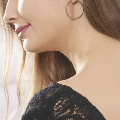 Hot Histoire d'Or Créoles Ada Lisse Plaque Or Jaune