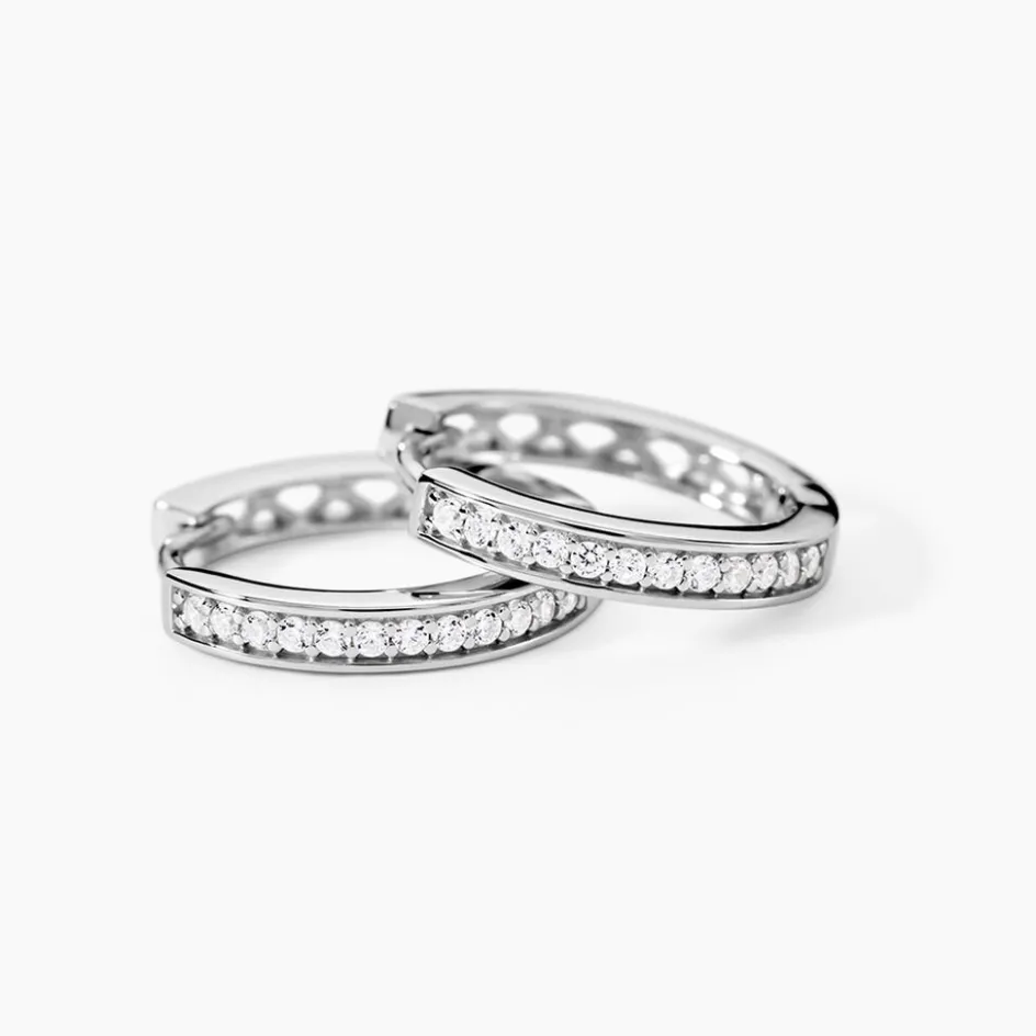 Online Histoire d'Or Créoles Alexa Argent Argenté Oxyde De Zirconium