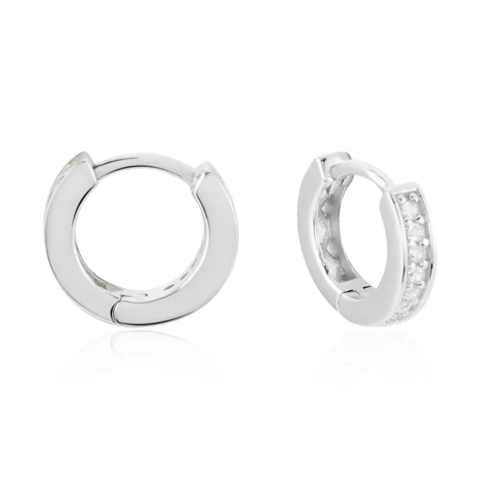 Hot Histoire d'Or Créoles Alexa Argent Blanc Oxyde De Zirconium