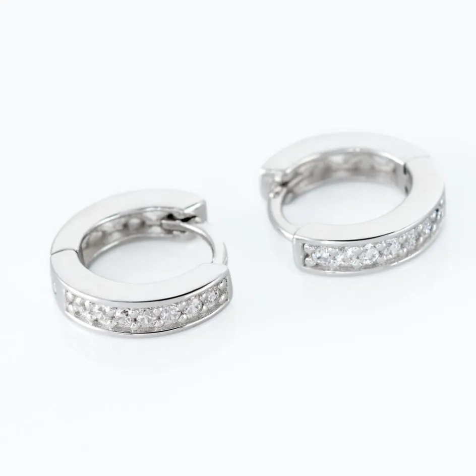 Hot Histoire d'Or Créoles Alexa Argent Blanc Oxyde De Zirconium